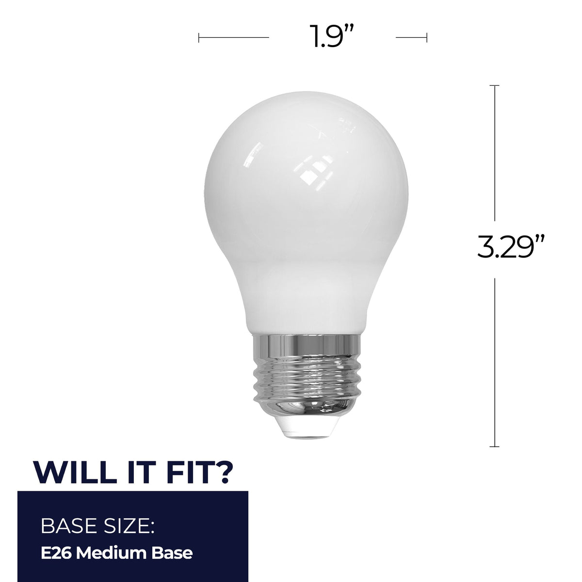 A15 7W Dimmable Milky Filament LED Light Bulb with E26 Base, 3000K, 800 Lumens, 4-Pack, 90 CRI
