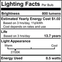 G40 8.5W Dimmable Clear Filament LED Light Bulb with E26 Base, 2700K, 800 Lumens, 2-Pack