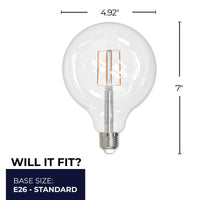 G40 8.5W Dimmable Clear Filament LED Light Bulb with E26 Base, 3000K, 800 Lumens, 2-Pack