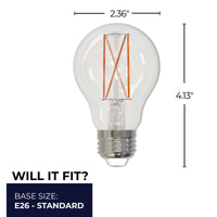 A19 14W Dimmable Clear Filament LED Light Bulb with E26 Base, 2700K, 1600 Lumens, 4-Pack