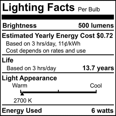 G40 6W Dimmable Half Gold Filament LED Light Bulb with E26 Base, 2700K, 500 Lumens, 4-Pack