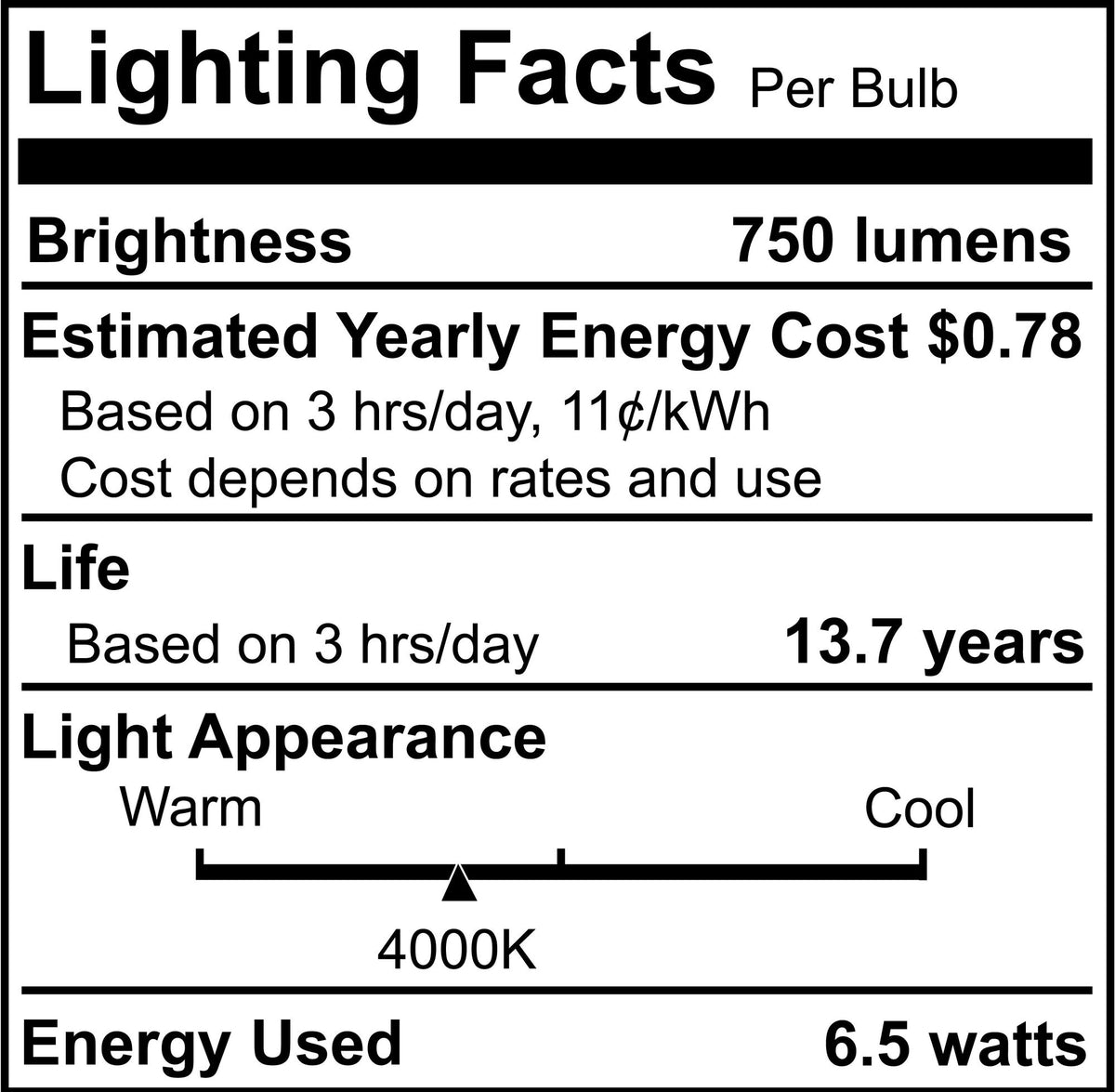 B11 6.5W Dimmable Clear Filament LED Light Bulb with E12 Base, 4000K, 750 Lumens, 4-Pack