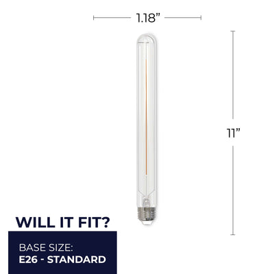 T9 11‘’ 5W Dimmable Clear Filament LED Light Bulb with E26 Base, 3000K, 500 Lumens, 3-Pack
