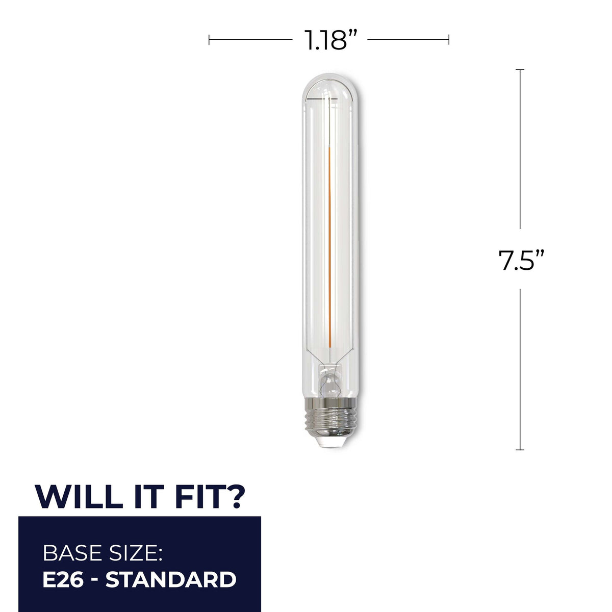 T9 7.5‘’ 3W Dimmable Clear LED Light Bulb with E26 Base, 3000K, 250 Lumens, 3-Pack