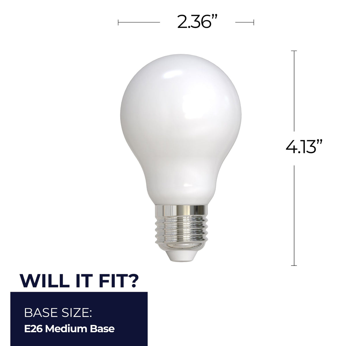 A19 5W Dimmable Milky Filament LED Light Bulb with E26 Base, 2700K, 450 Lumens, 4-Pack