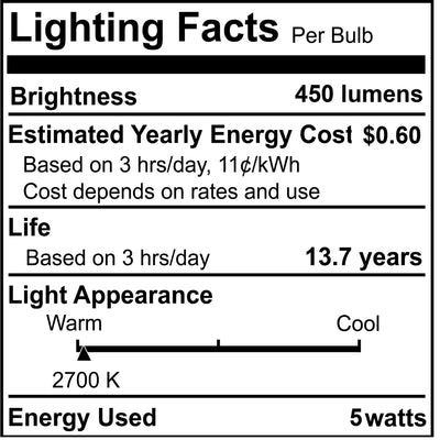 A19 5W Dimmable Milky Filament LED Light Bulb with E26 Base, 2700K, 450 Lumens, 4-Pack