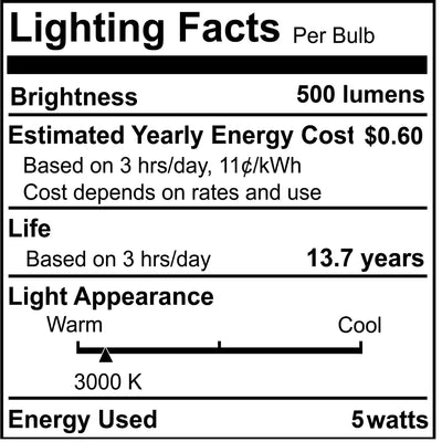 G25 5W Dimmable Clear Filament LED Light Bulb with E26 Base, 3000K, 500 Lumens, 4-Pack