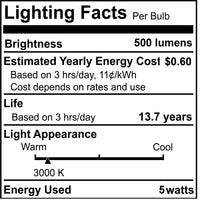 CA10 5W Dimmable Milky Filament LED Light Bulb with E26 Base, 3000K, 500 Lumens, 4-Pack