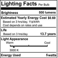 G25 5W Dimmable Milky Filament LED Light Bulb with E26 Base, 3000K, 500 Lumens, 4-Pack