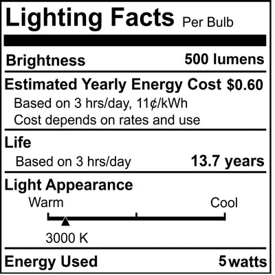 G25 5W Dimmable Milky Filament LED Light Bulb with E26 Base, 3000K, 500 Lumens, 4-Pack