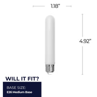 T9 5-inch 5W Dimmable Frost Filament LED Light Bulb with E26 Base, 5000K, 400 Lumens, 4-Pack
