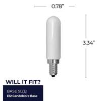 T6 4.5W Dimmable Milky Filament LED Light Bulb with E12 Base, 4000K, 450 Lumens, 4-Pack