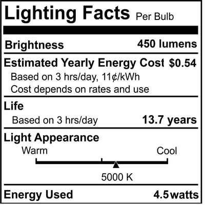 T6 4.5W Dimmable Milky Filament LED Light Bulb with E12 Base, 5000K, 450 Lumens, 4-Pack