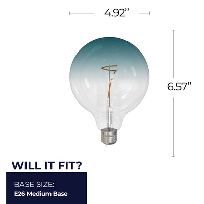 G40 4.5W Dimmable Blue Filament LED Light Bulb with E26 Base, 3000K, 200 Lumens, 2-Pack