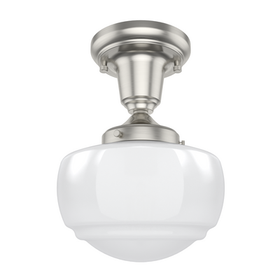 Saddle Creek 7.5-inch 1-light Brushed Nickel Schoolhouse Pendant with Cased White Glass