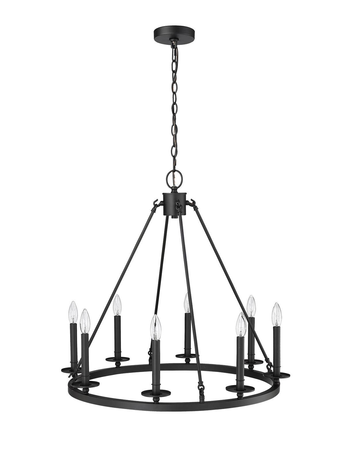 28-inch Florence Matte Black 8-Light Chandelier