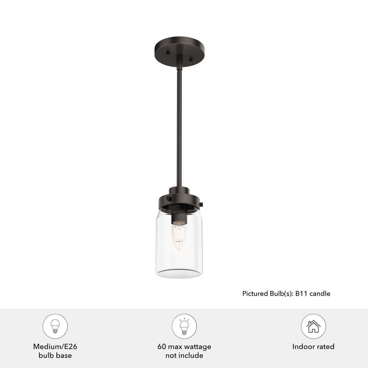 Devon Park 4.5-inch 1-light Onyx Bengal Pendant with Clear Glass