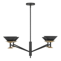 Tremolo 36-inch 4-light Textured Black and Champagne Gold Chandelier