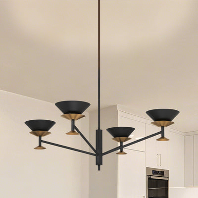Tremolo 36-inch 4-light Textured Black and Champagne Gold Chandelier