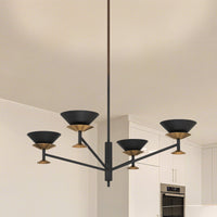 Tremolo 36-inch 4-light Textured Black and Champagne Gold Chandelier