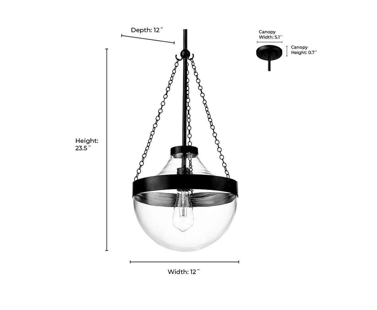 23.5'' Clarra Matte Black 1 Light Pendant