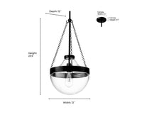 23.5'' Clarra Matte Black 1 Light Pendant