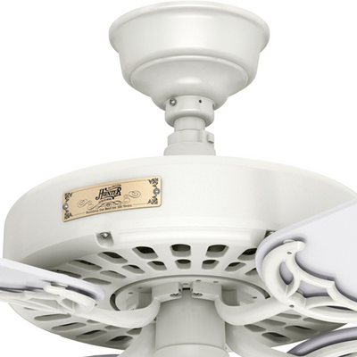 52 inch Original White Damp Rated Ceiling Fan and Pull Chain