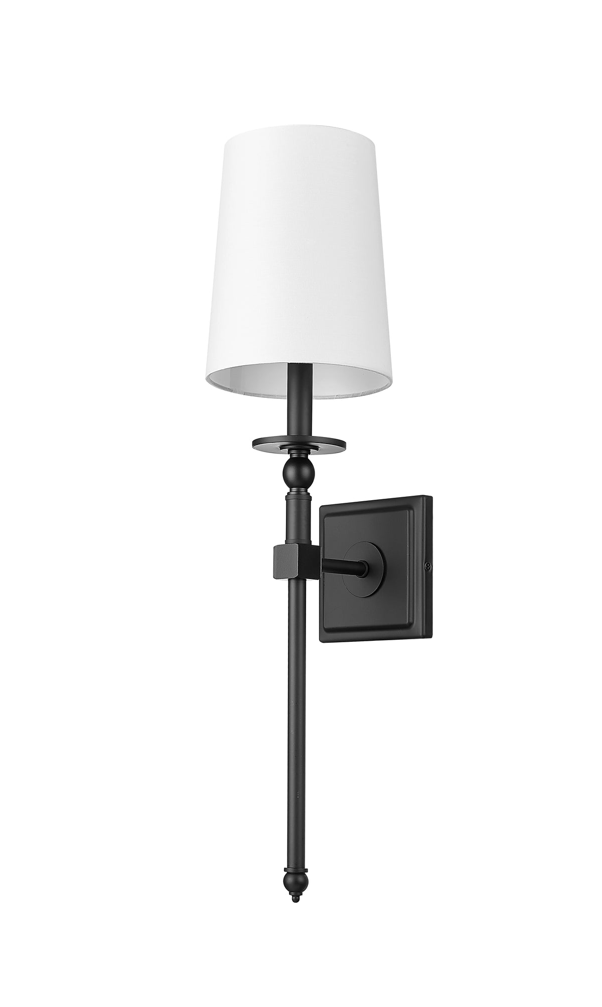 26-inch Matte Black 1-Light White Glass Wall Sconce