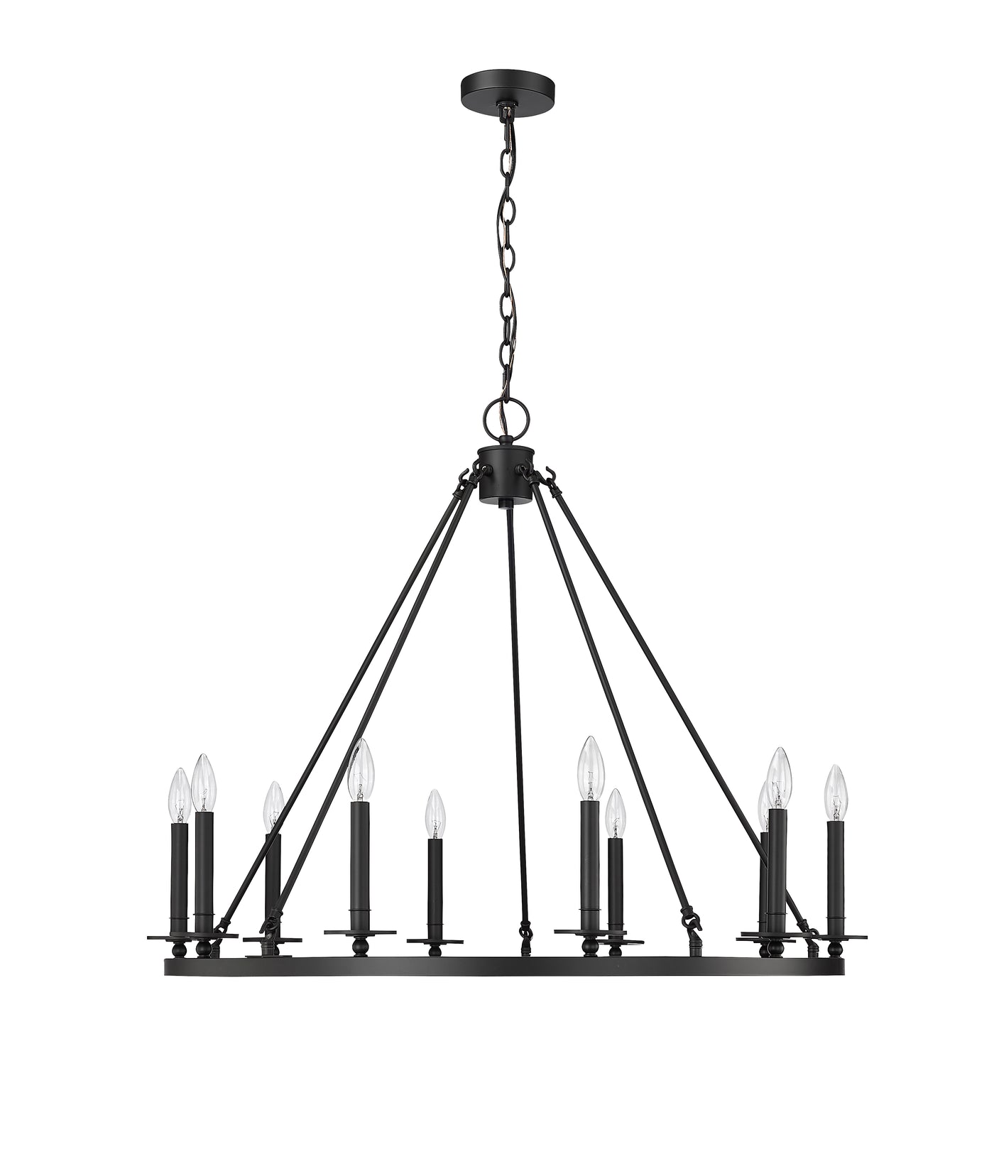 36-inch Florence Matte Black 10-Light Chandelier