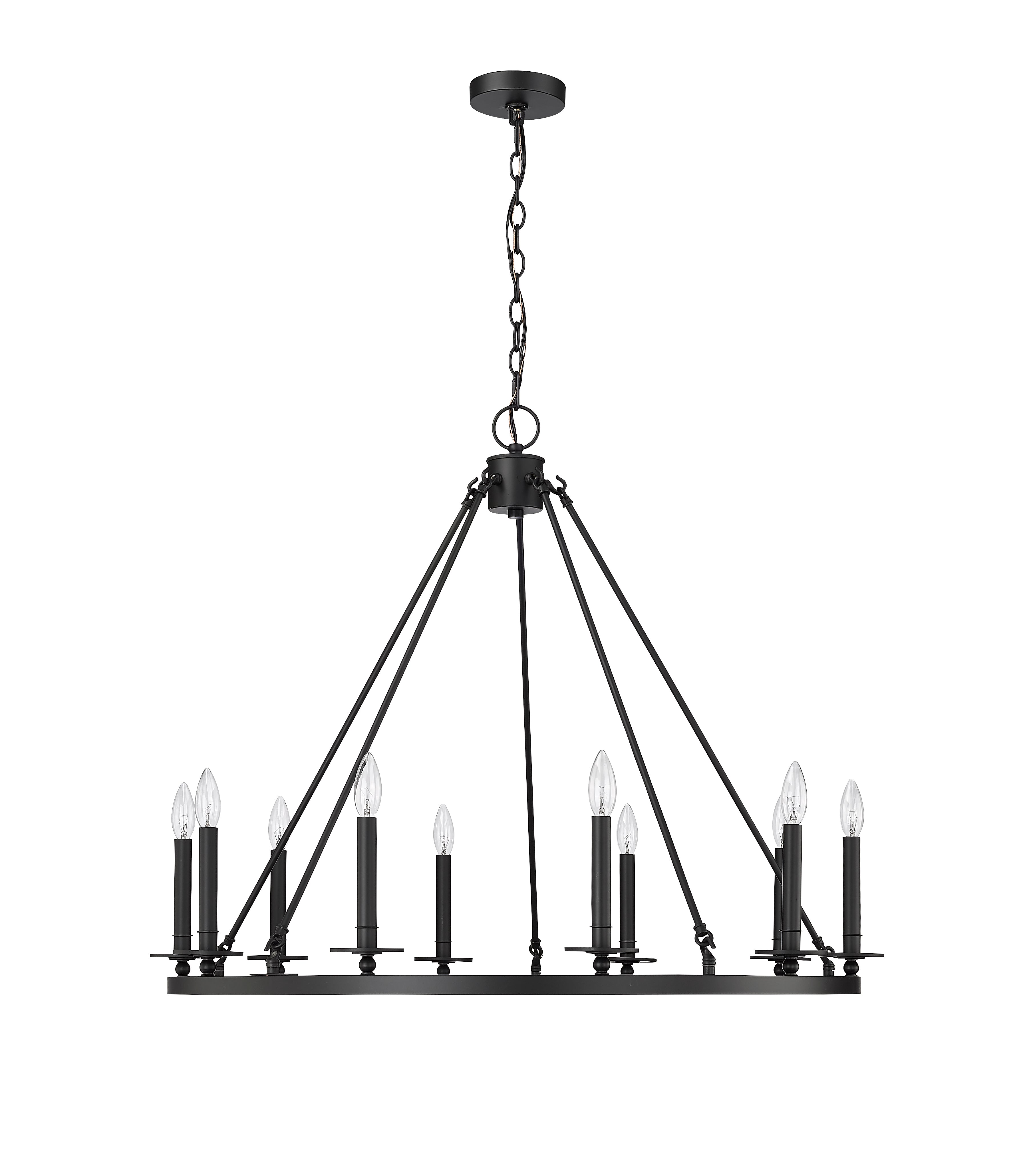 36-inch Florence Matte Black 10-Light Chandelier