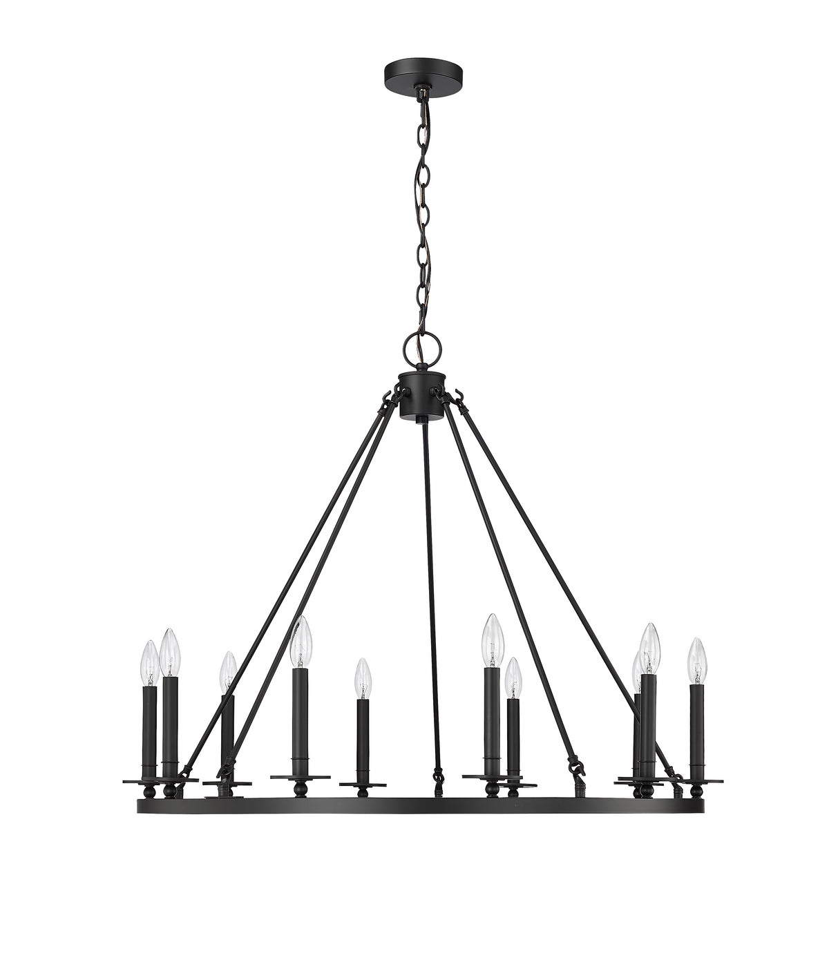 36-inch Florence Matte Black 10-Light Chandelier