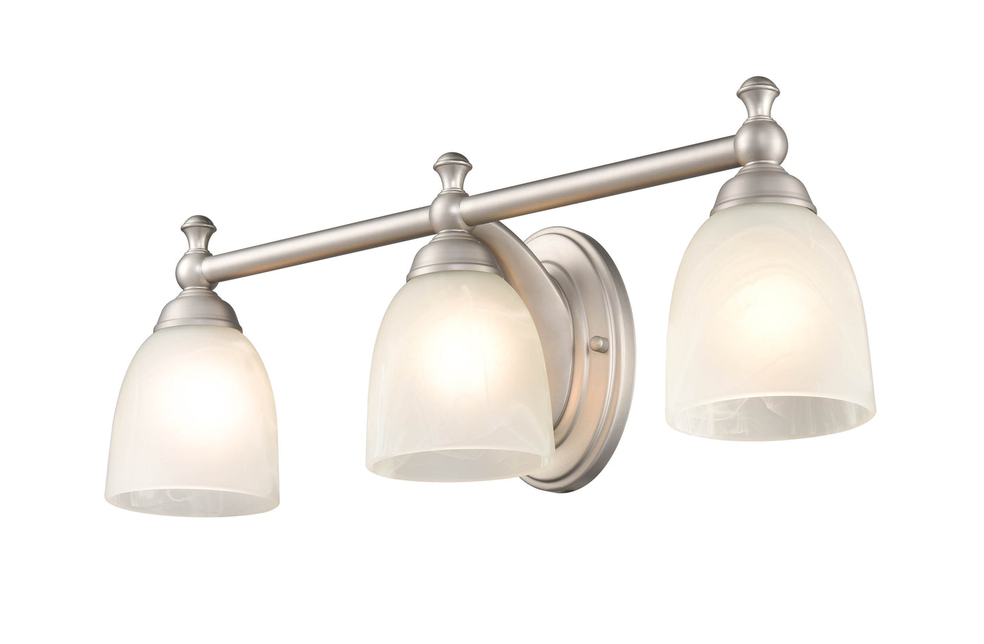 22-inch Satin Nickel 3-Light Faux Alabaster Glass Dome Bathroom Vanity Light