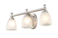 22-inch Satin Nickel 3-Light Faux Alabaster Glass Dome Bathroom Vanity Light