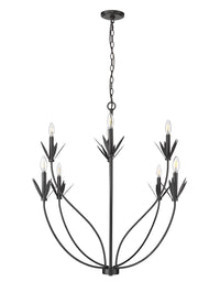 37'' Primrose Matte Black 8 Light Chandelier