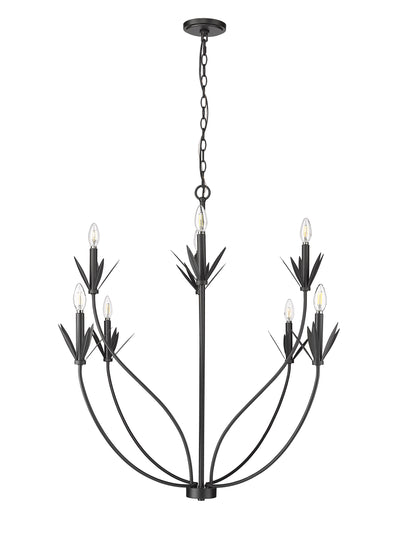 37'' Primrose Matte Black 8 Light Chandelier