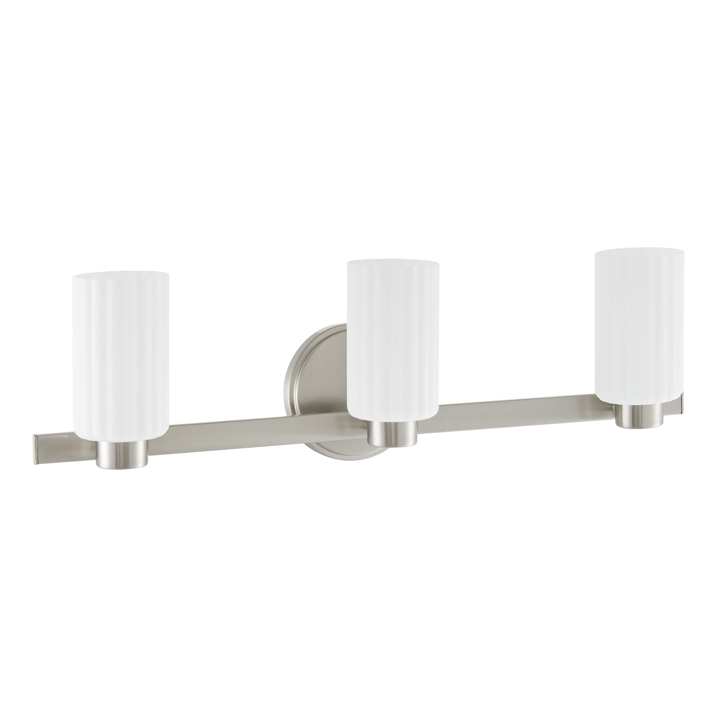 Bedminster 24-inch 3-light Brushed Nickel Vanity Light with Etched Opal Ribbed Glass Shades