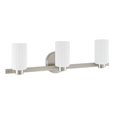 Bedminster 24-inch 3-light Brushed Nickel Vanity Light with Etched Opal Ribbed Glass Shades