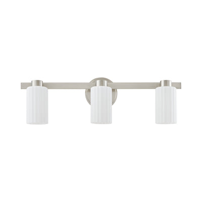 Bedminster 24-inch 3-light Brushed Nickel Vanity Light with Etched Opal Ribbed Glass Shades