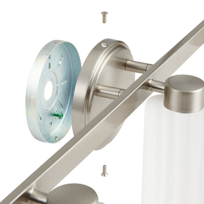 Bedminster 24-inch 3-light Brushed Nickel Vanity Light with Etched Opal Ribbed Glass Shades