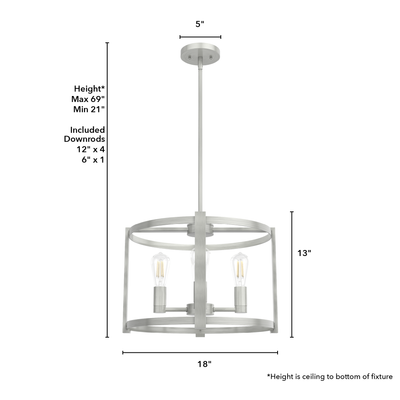 Astwood 18-inch 4-light Brushed Nickel Drum Chandelier