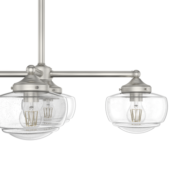 Saddle Creek 17.25-inch 7-light Brushed Nickel Linear Chandelier with Seeded Glass