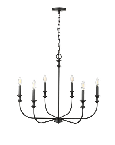 25'' Savanne Matte Black 6 Light Chandelier