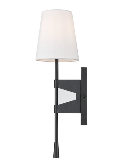 19.5-inch Matte Black 1-Light Linen Fabric Shade Wall Sconce