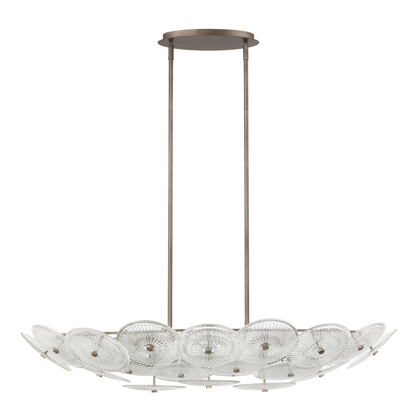 Avril 42-inch 8-light Forged Bronze Chandelier with Clear Starburst Glass Shade