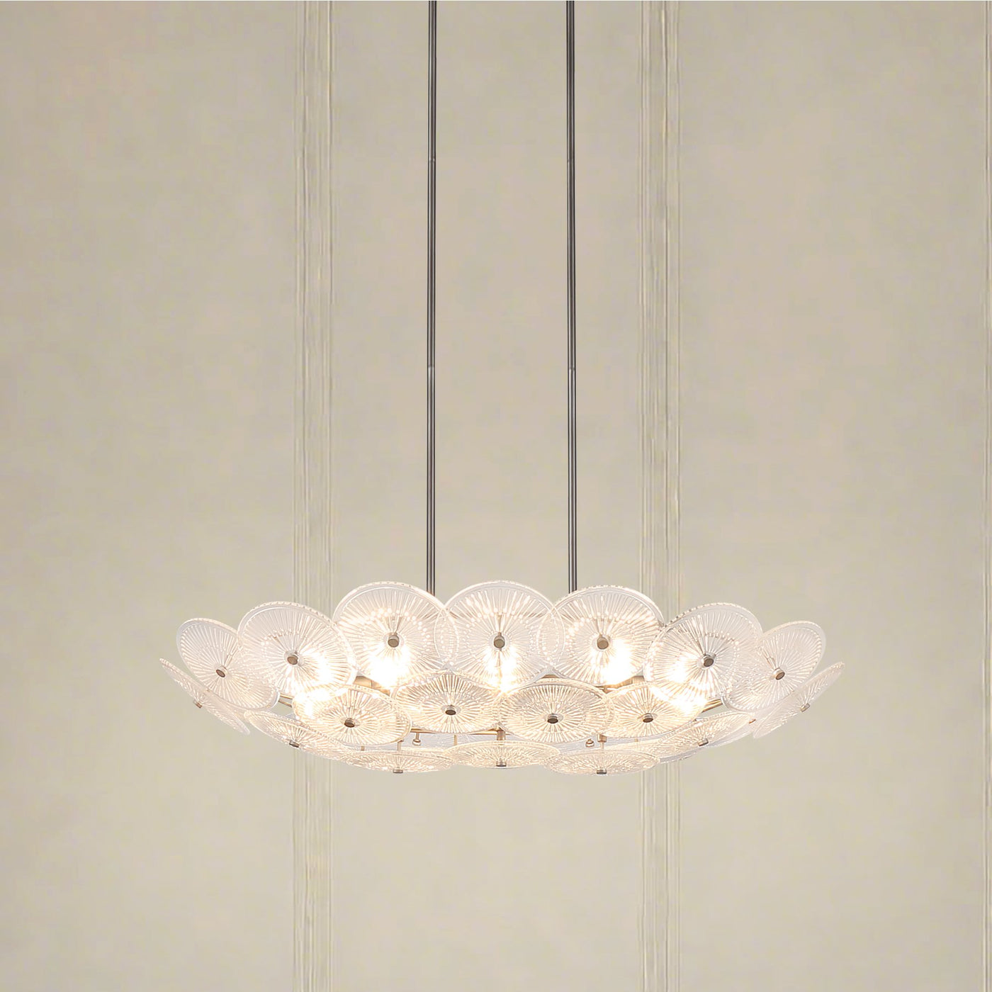 Avril 42-inch 8-light Forged Bronze Chandelier with Clear Starburst Glass Shade