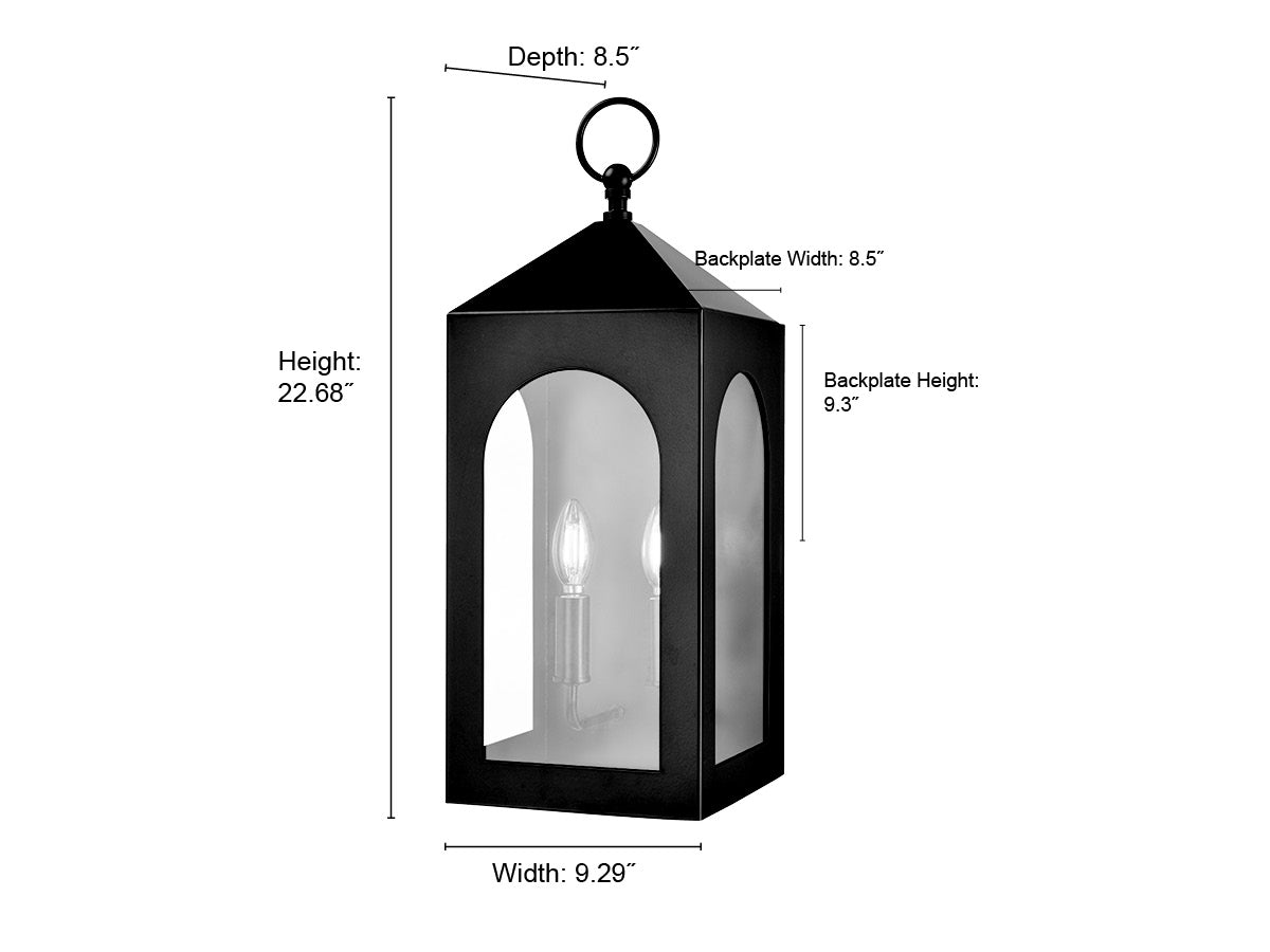 9.29'' Bratton Powder Coated Black 2 Light Wall Sconce
