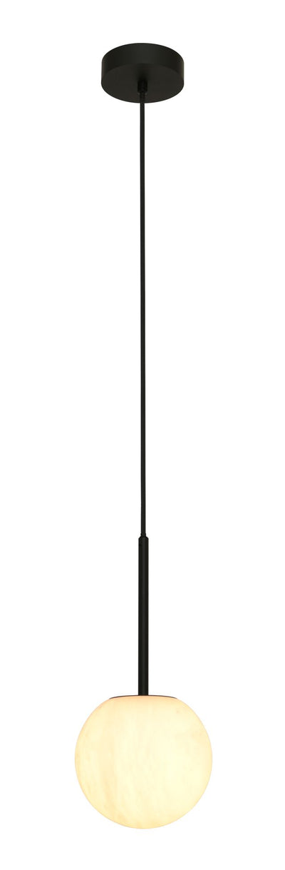 Lucent 1 Light Black Pendant Light with Alabaster Shade