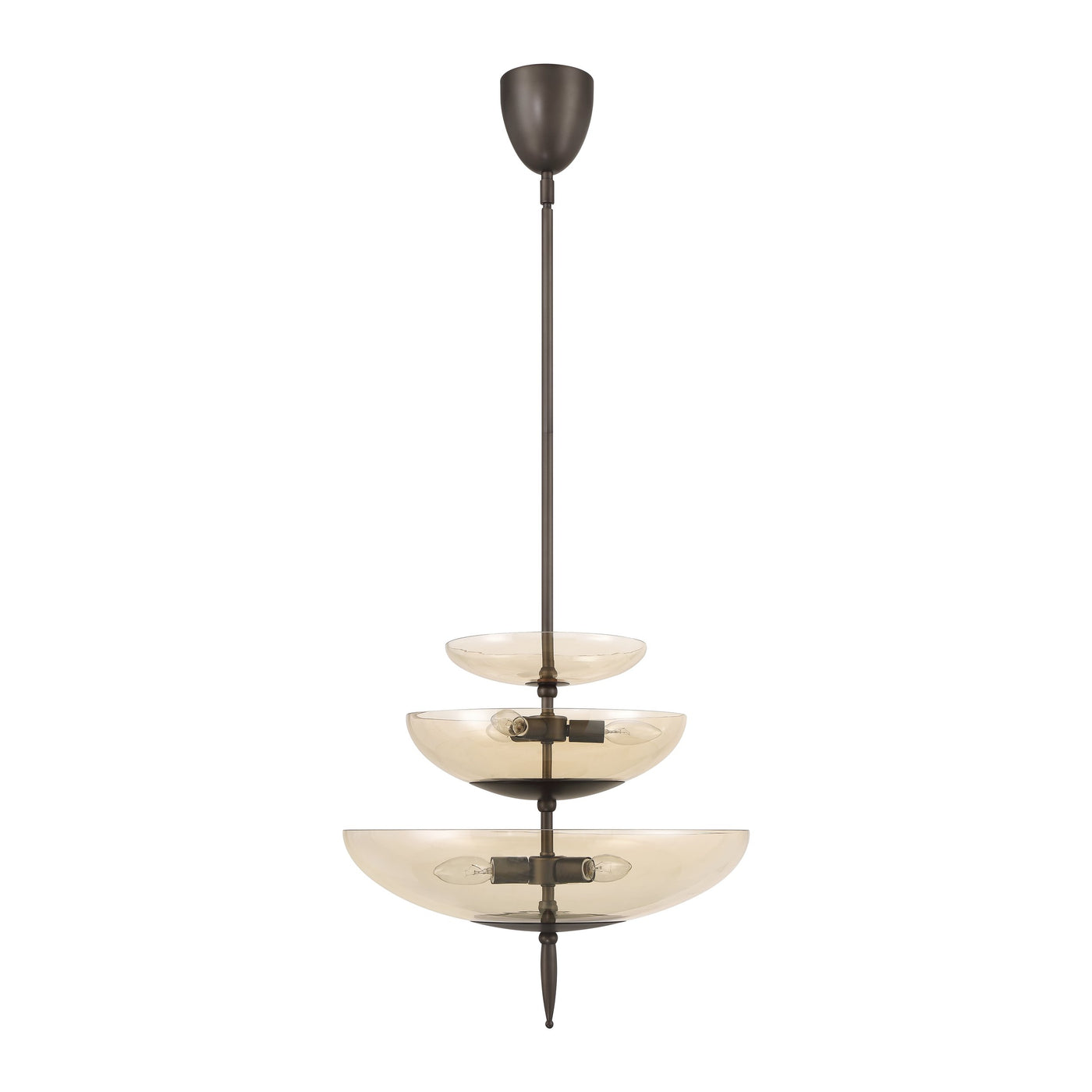 Fiorello 21-inch 6-light Forged Bronze Pendant Light with Smoked Amber Glass Shades