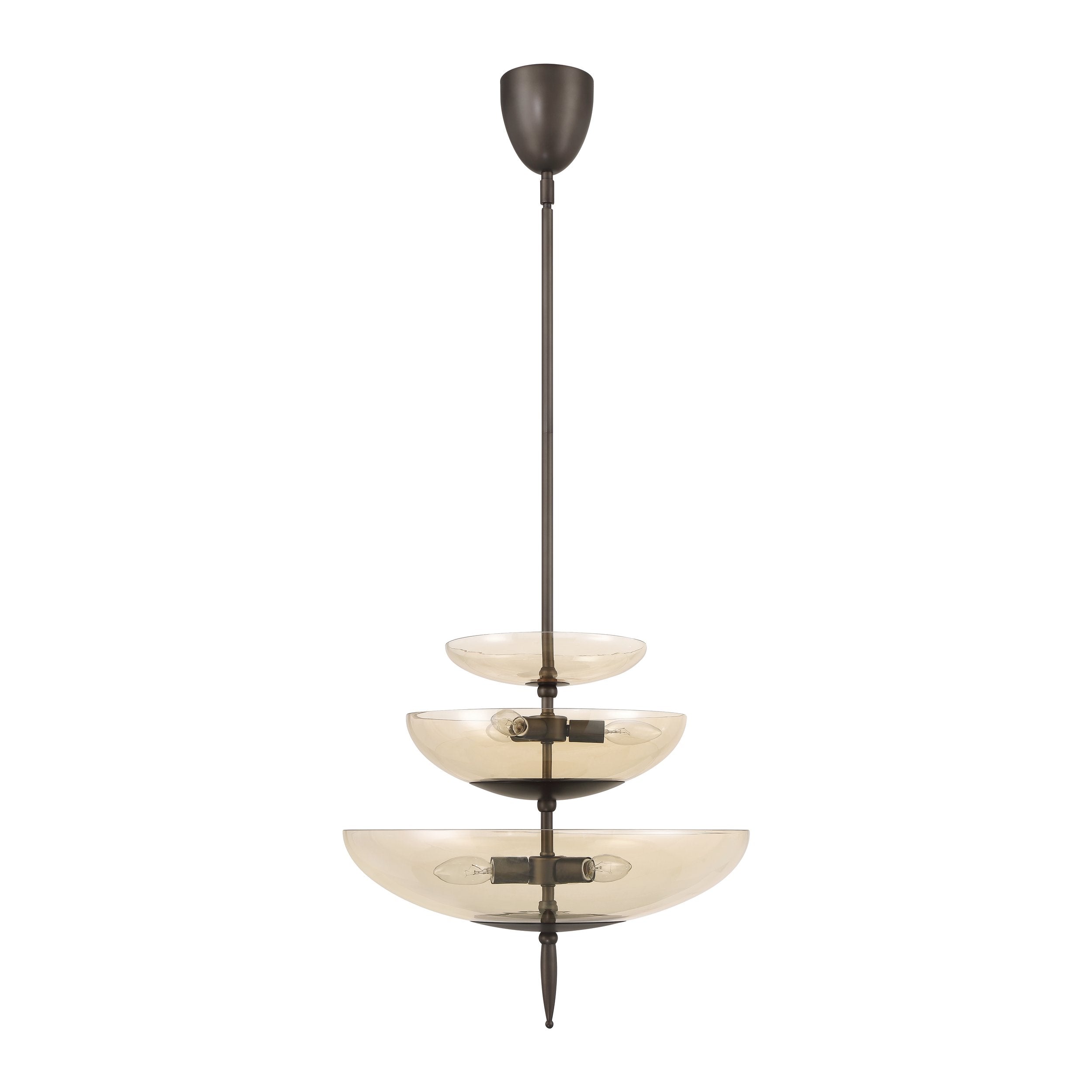 Fiorello 21-inch 6-light Forged Bronze Pendant Light with Smoked Amber Glass Shades