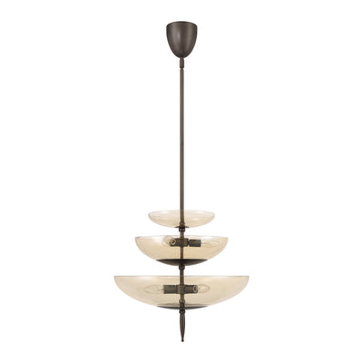 Fiorello 21-inch 6-light Forged Bronze Pendant Light with Smoked Amber Glass Shades